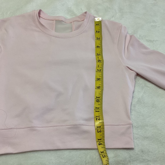 Lululemon Short Stop Crop Top Long Sleeves Pink Mesh Back Activewear Athleisure - Picture 9 of 10